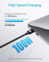 New Nylon USB-C to USB-C 100W Cable (10 ft, 2-Pack)