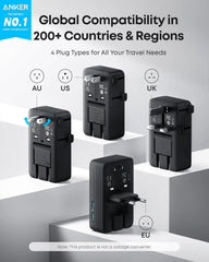 Anker Nano Travel Adapter (5-in-1, 20W, 1-Pack) and Anker 140W 2-in-1 USB-C to USB-C Cable