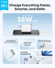 Anker Nano Charger (35W, Built-In Retractable USB-C Cable) —2- Pack