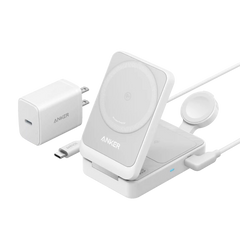 Anker MagGo Wireless Charging Station (Foldable 3-in-1) and Anker Nano Travel Adapter (5-in-1, 20W, 1-Pack)