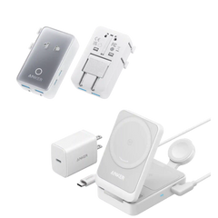 Anker MagGo Wireless Charging Station (Foldable 3-in-1) and Anker Nano Travel Adapter (5-in-1, 20W, 1-Pack)