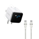 Anker Nano Charger (45W, Smart Display, 180° Foldable) and USB-C to USB-C Cable