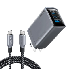 Anker Prime Charger (100W, 3 Ports, GaN) and  USB-C to USB-C Cable (240W, 6 ft)