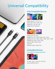 New Nylon USB-C to USB-C 100W Cable (10 ft)