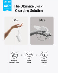 Anker Power Bank (10K, Fusion, Built-In USB-C Cable)and Anker Nano Charger (20W)
