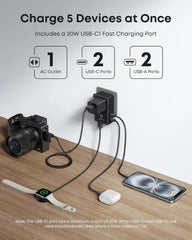 Anker Nano Travel Adapter (5-in-1, 20W, 1-Pack) and Anker 140W 2-in-1 USB-C to USB-C Cable