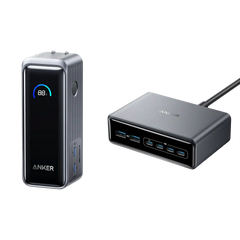 Anker Prime Power Bank (9.6K, 65W, Fusion) and Charger (200W, 6 Ports, GaN)
