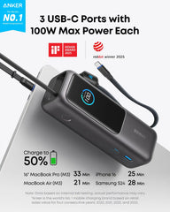 Anker Laptop Power Bank (25K, 165W, Built-In and Retractable Cables) WM