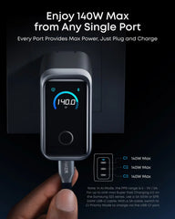 Anker Prime Charger (160W, 3 Ports, Smart Display) with Anker Prime USB-C to USB-C Cable (240W, Upcycled-Braided)