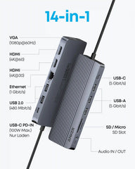 Refurbished Anker USB-C Hub (14-in-1, Triple Display)