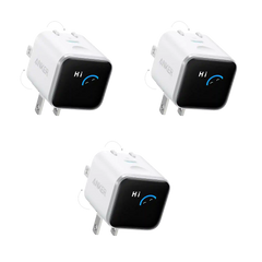 Anker Nano Charger (45W, Smart Display, 180° Foldable, 3-Pack)