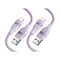 Anker USB-A to USB-C Cable (Upcycled-Braided, 2 Pack, Violet）