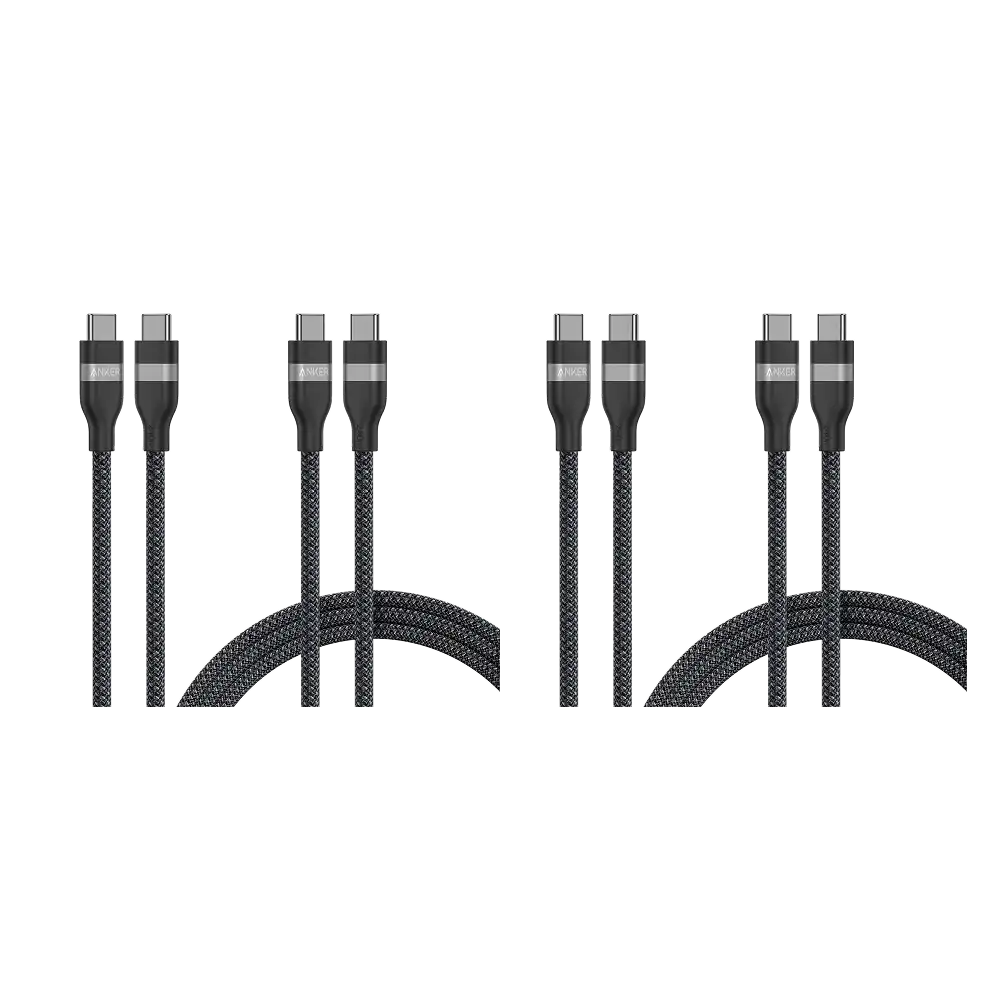 Anker USB-C to USB-C Cable (3 ft / 6 ft, 240W, Upcycled-Braided, 4-Pack)