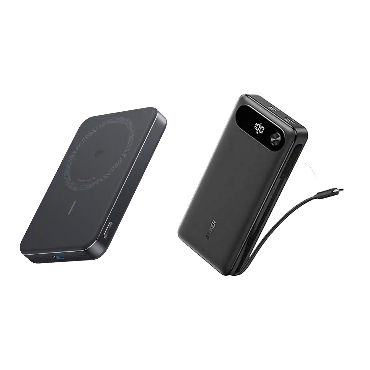 Anker Power Bank (20K, 8wer Ban7W, Built-In USB-C Cable) and Anker MagGo Pok (10K, Slim)