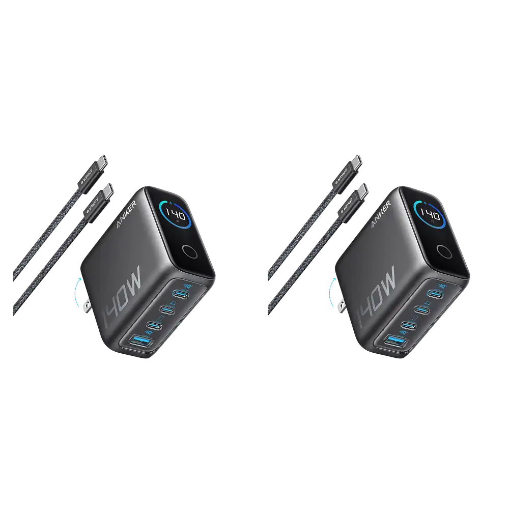 Anker Charger (140W, 4-Port, PD 3.1) with USB-C Cable(2-pack)